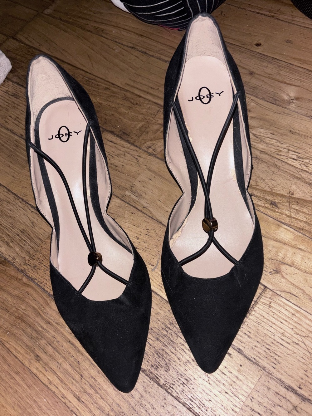 J. Renee Veeva Pointed Toe Strappy Heels with Center Accent